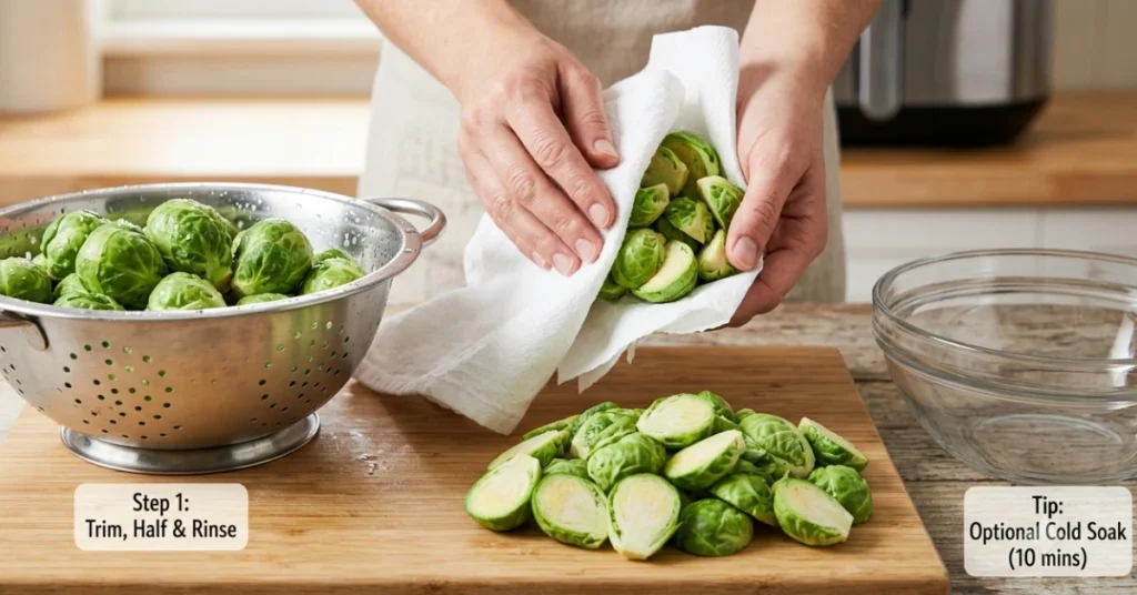 Prep the Brussels Sprouts