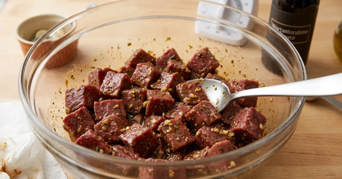 Marinated Cajun steak bite cubes