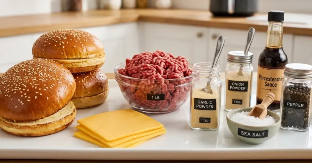 Air fryer burger ingredients