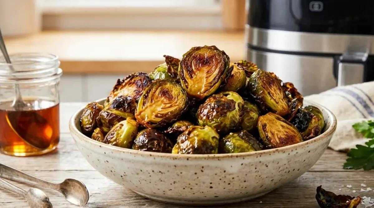 Air Fryer Brussels Sprouts with Maple Syrup